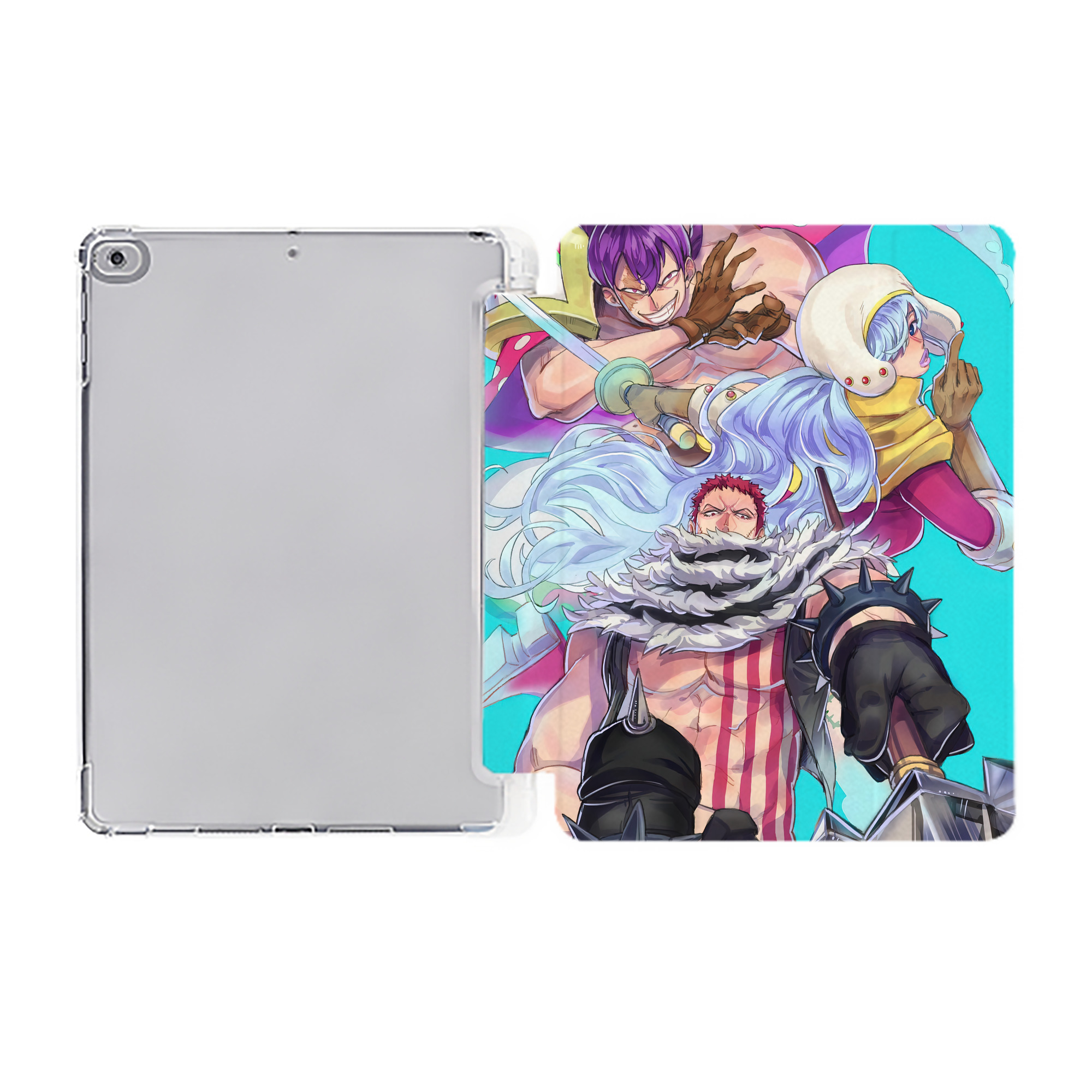 （画像用） ワンピース ONE PIECE IPad ケース ペン収納付き 三つ折りスタンド PUレザー×シリコン 対応機種9.5/10.5/10.9インチ